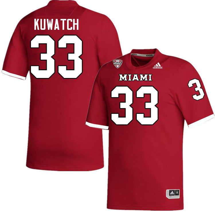 Miami University Redhawks #33 Jackson Kuwatch College Football Jerseys Stitched-Red